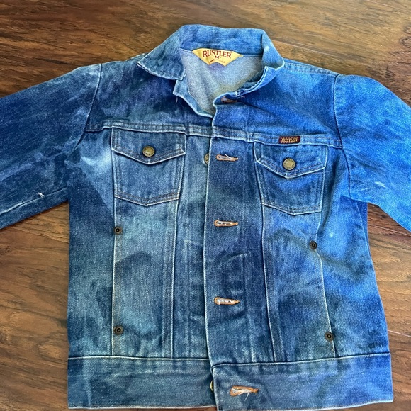 Vintage Handpainted Rustler Jean Jacket Kids Size Medium - Picture 5 of 9